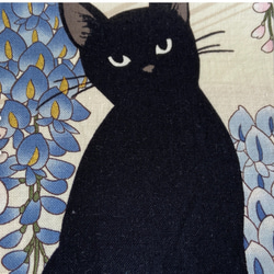 黒猫と藤柄 浴衣【セミオーダー】 4枚目の画像