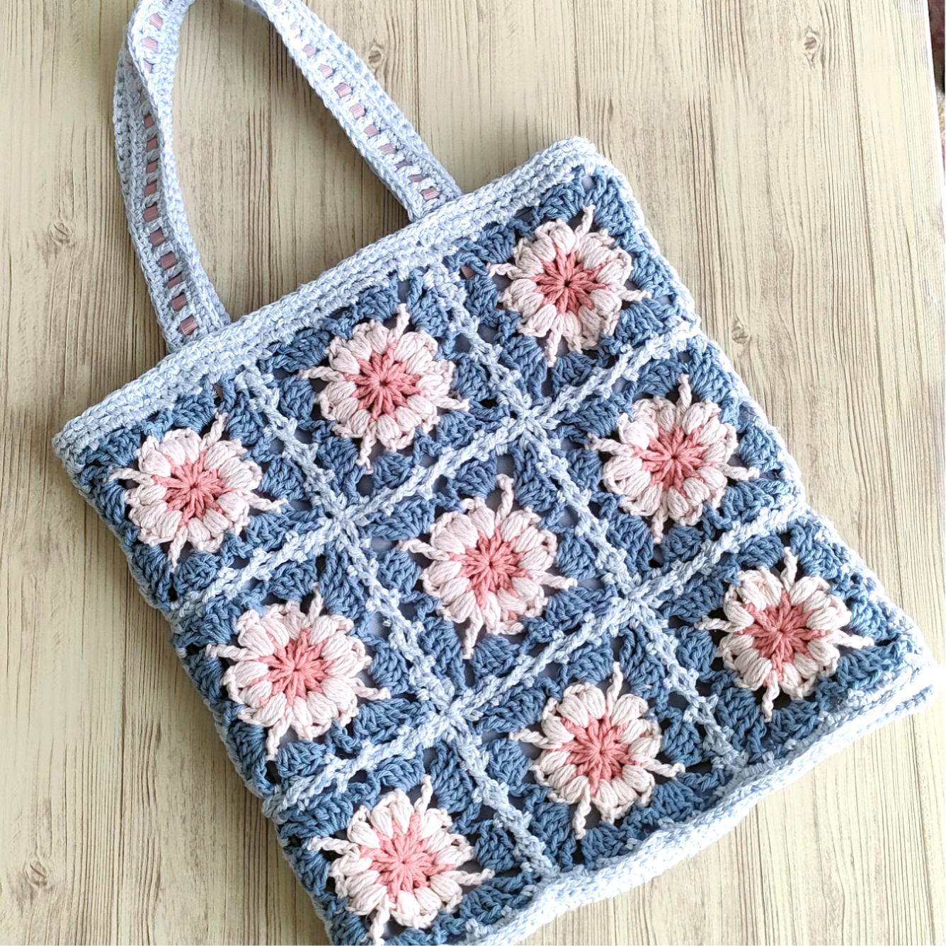 花柄モチーフバッグ ｜トートバッグ｜かぎ針編み｜ハンドメイド