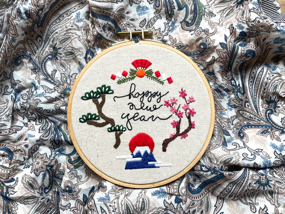 再販！(少しデザイン変更)お正月(松・梅・富士山・しめ縄)刺繍