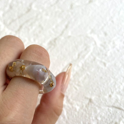 リング クリアリング レジンリング 天然石 ニュアンス 夏 レジン