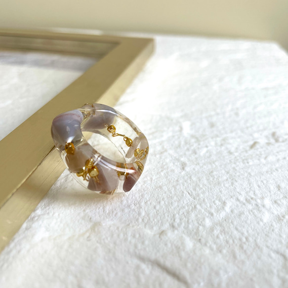 リング クリアリング レジンリング 天然石 ニュアンス 夏 レジン