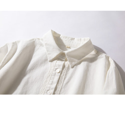 長袖シャツ　コットンシャツ　レースシャツ　ホワイト　M&L&XL＃L061WH 3枚目の画像