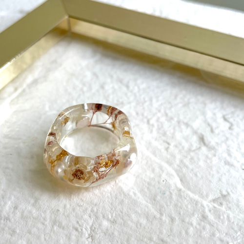 押し花 ドライフラワー リング クリアリング フラワー お花 レジン