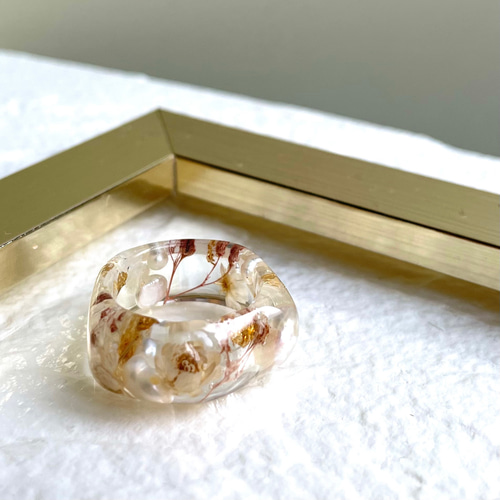 押し花 ドライフラワー リング クリアリング フラワー お花 レジン 