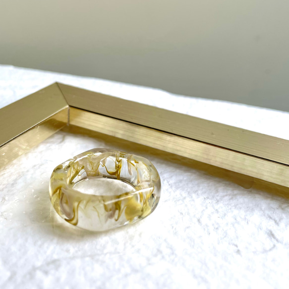 クリアリング 指輪 レジン 淡色 シェル No.09 ラテ ハンドメイド クリアリング 指輪 レジン 淡色 シェル No.09 ラテ ハンドメイド