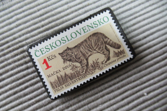 チェコスロバキア　動物切手ブローチ8182 2枚目の画像
