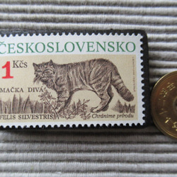 チェコスロバキア　動物切手ブローチ8182 3枚目の画像