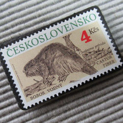 チェコスロバキア　動物切手ブローチ8183 2枚目の画像