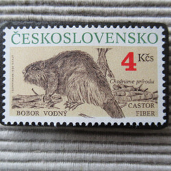 チェコスロバキア　動物切手ブローチ8183 1枚目の画像