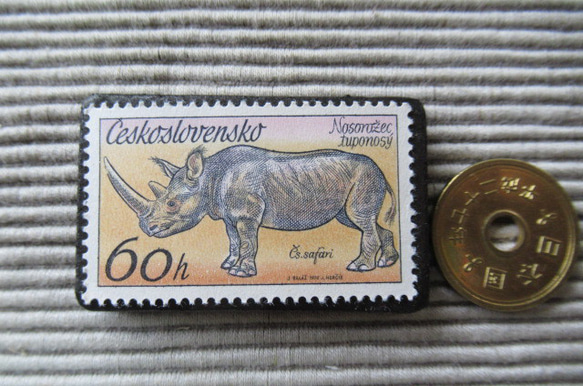 チェコスロバキア　動物切手ブローチ8186 3枚目の画像