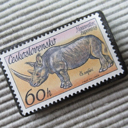チェコスロバキア　動物切手ブローチ8186 2枚目の画像