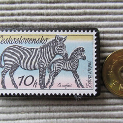チェコスロバキア　動物切手ブローチ8187 3枚目の画像