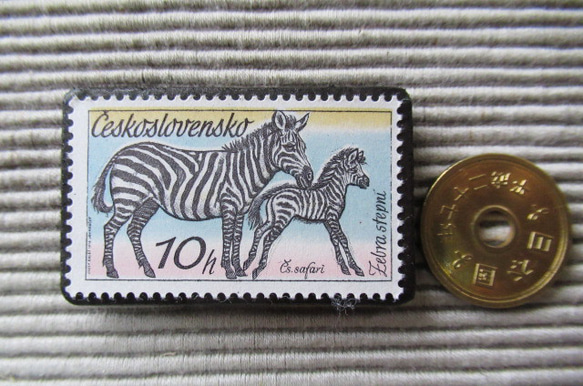 チェコスロバキア　動物切手ブローチ8187 3枚目の画像