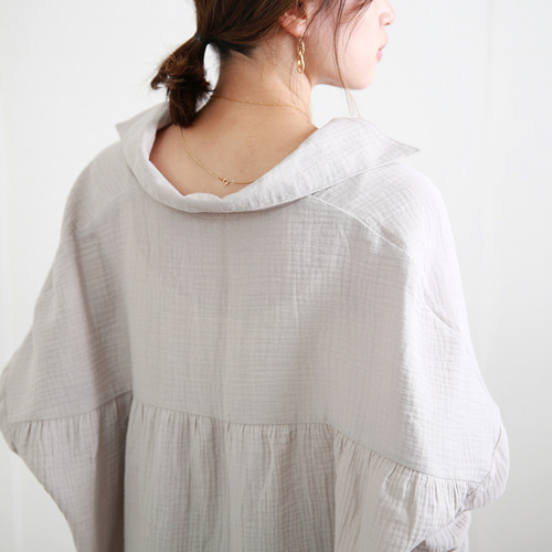 断*︎様 断捨離中⭐︎ブルメリア⭐︎専用　リネンシャツ　サイズM サラッと羽織る コットンダブルガーゼ シャツ ライトグレー