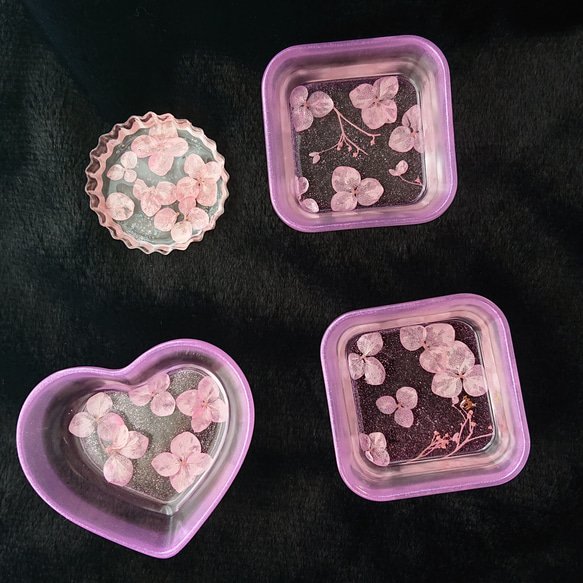 【容器】ピンクパープルの紫陽花のハート小皿 8枚目の画像