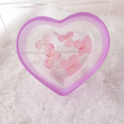 【容器】ピンクパープルの紫陽花のハート小皿 3枚目の画像