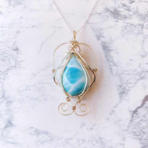 カリブ海の水面 ペンダント 》ラリマー×Silver F ネックレス