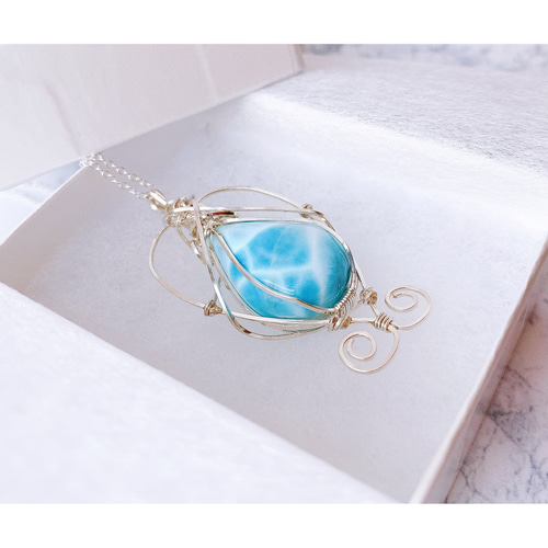 カリブ海の水面 ペンダント 》ラリマー×Silver F ネックレス