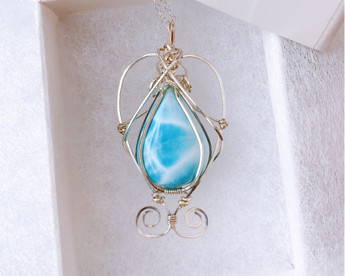 カリブ海の水面 ペンダント 》ラリマー×Silver F ネックレス