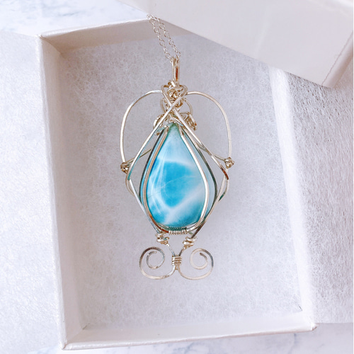 カリブ海の水面 ペンダント 》ラリマー×Silver F ネックレス