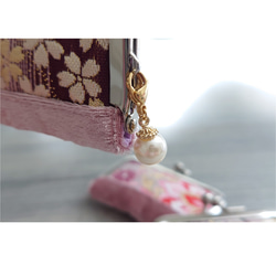 【Creema限定】金襴桜のアクセサリーケース*帯着物和柄刺繍ベロアピアス指輪ネックレスイヤリング 2枚目の画像