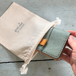 個性的！手縫いコンパクト革財布【輪っか】イタリアンレザーでくるりと包む自由な財布・イエロー 11枚目の画像