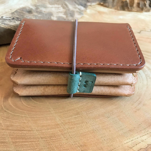 個性的!手縫いコンパクト革財布【輪っか】タンニンなめしレザー 個性的!手縫いコンパクト革財布【輪っか】タンニンなめしレザー