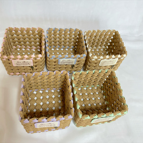 No.52 クラフトバンド キューブボックス♪ かご 小物入れ キャンディー