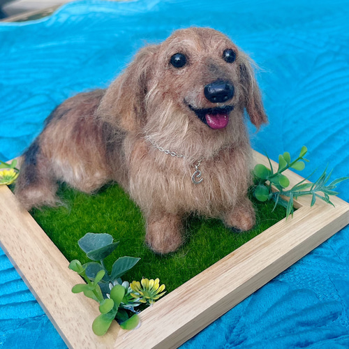 わんこ限定　羊毛フェルト作品　うちの子プレート　オーダー制作　愛犬そっくり ◾受注制作・羊毛フェルトわんこ・犬・うちの子オーダー・お座り