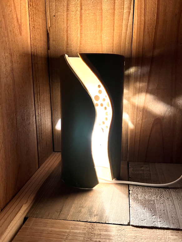 ちょもり火　竹ランプ　太陽　キャンドルライト付き 3枚目の画像