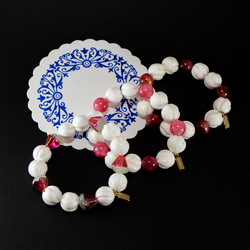 とこしえチェリーケーキブレスレット｜貝殻の生クリームと天然石の酒漬けチェリー 6枚目の画像