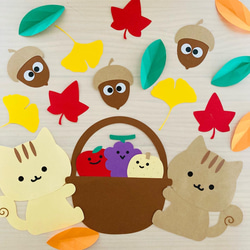 壁面飾り 11月 装飾 秋 ハンドメイド 保育室 壁面 手作り 落ち葉 リス