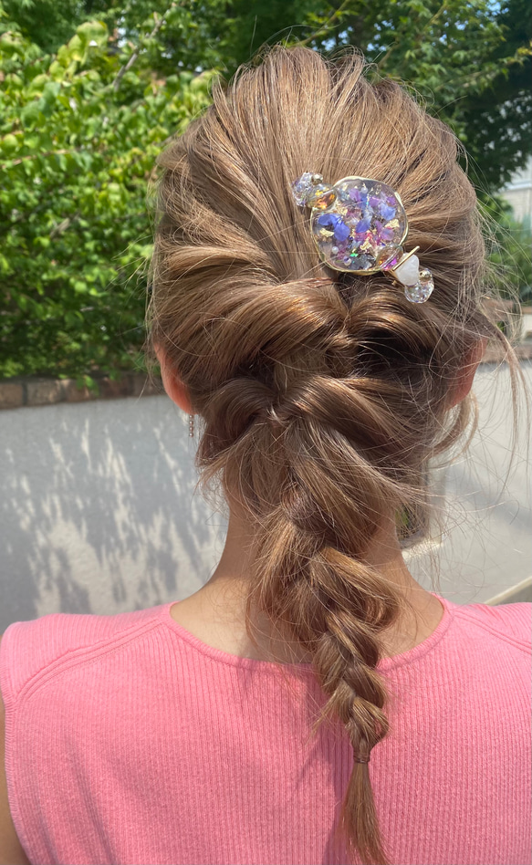 明日も爽やかに 押し花 レジンアクセサリー ヘアクリップ 6枚目の画像