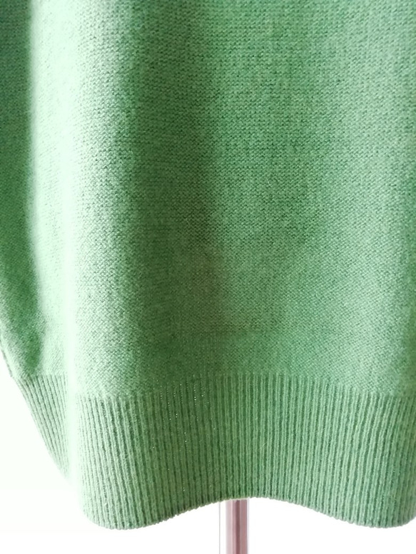 輕盈蓬鬆溫暖♡羊毛混紡高領束腰連衣裙葉綠 第5張的照片