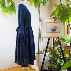 J様専用ページ　上品なネイビー高級リネン 上着になるワンピース　リネン100％・日本産　<1点 2枚目の画像