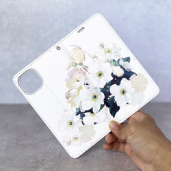 -秋明菊- 花と草木の iPhone 手帳型スマホケース （内側デザイン入り） 7枚目の画像