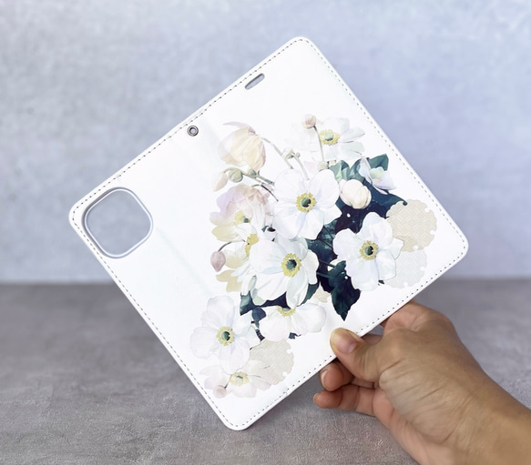 -秋明菊- 花と草木の iPhone 手帳型スマホケース （内側デザイン入り） 7枚目の画像
