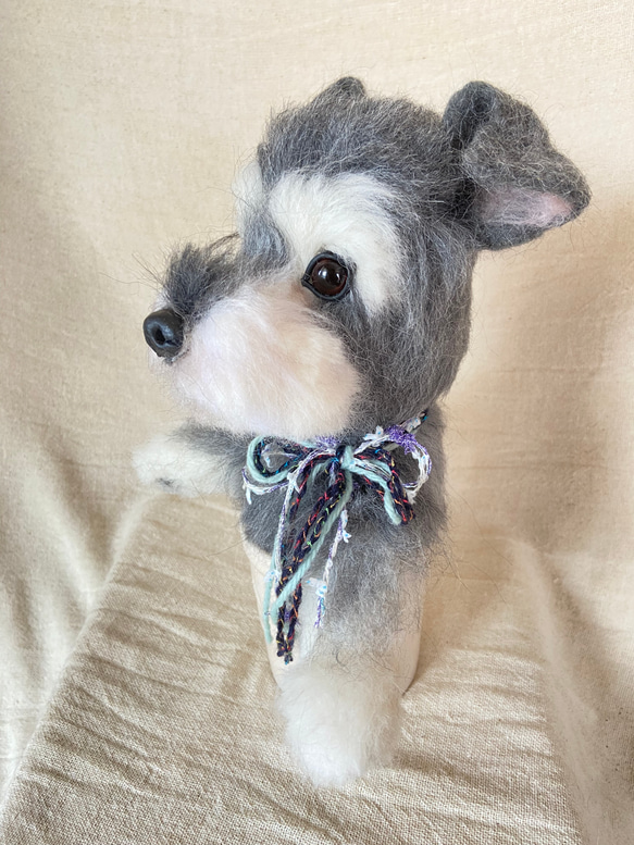 ミニチュアシュナウザー　犬　愛犬　羊毛フェルト　羊毛　プレゼント 5枚目の画像
