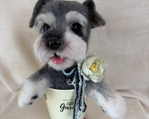 ミニチュアシュナウザー 犬 愛犬 羊毛フェルト 羊毛 プレゼント 羊毛