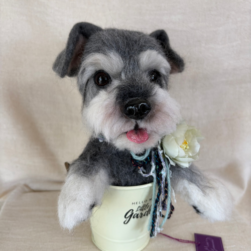 ミニチュアシュナウザー 犬 愛犬 羊毛フェルト 羊毛 プレゼント 羊毛
