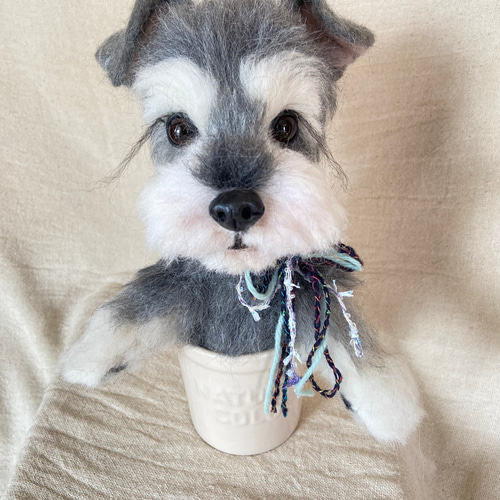 ミニチュアシュナウザー 犬 愛犬 羊毛フェルト 羊毛 プレゼント ミニチュアシュナウザー 犬 愛犬 羊毛フェルト 羊毛 プレゼント