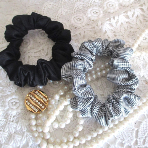 送料無料】スプリングカチューシャ 2柄組 （細いシュシュ2本セット  