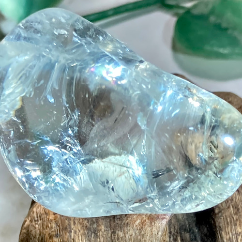 希少】レインボー グリーンアメジスト プラシオライト タンブル 天然石