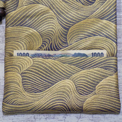 金彩工芸　波　金仕上げ　正絹（シルク）紺色　「道中財布」 6枚目の画像