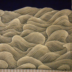 金彩工芸　波　金仕上げ　正絹（シルク）紺色　「道中財布」 11枚目の画像