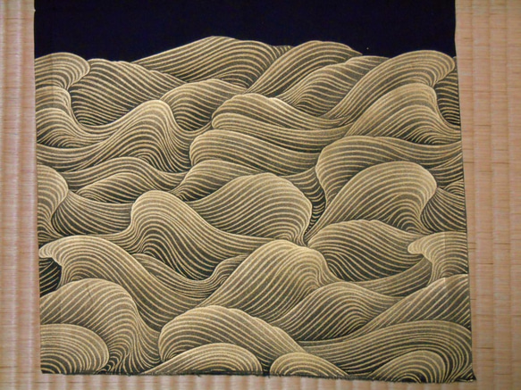 金彩工芸　波　金仕上げ　正絹（シルク）紺色　「道中財布」 11枚目の画像