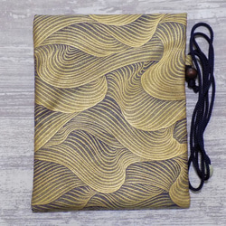 金彩工芸　波　金仕上げ　正絹（シルク）紺色　「道中財布」 5枚目の画像