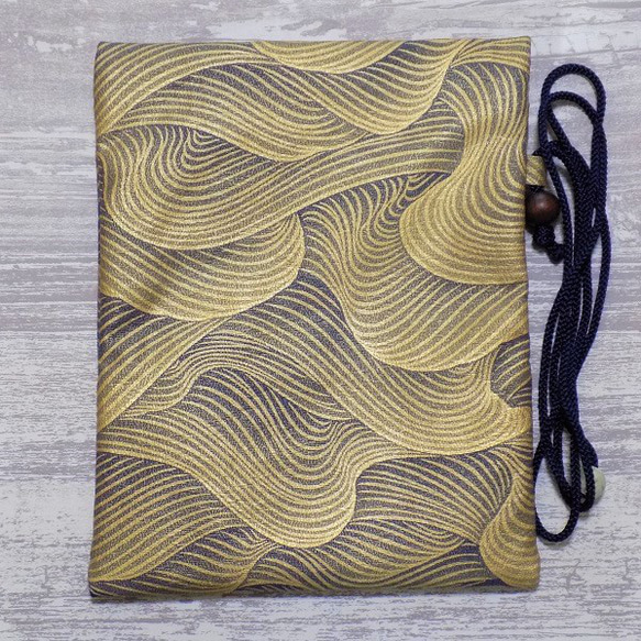 金彩工芸　波　金仕上げ　正絹（シルク）紺色　「道中財布」 5枚目の画像