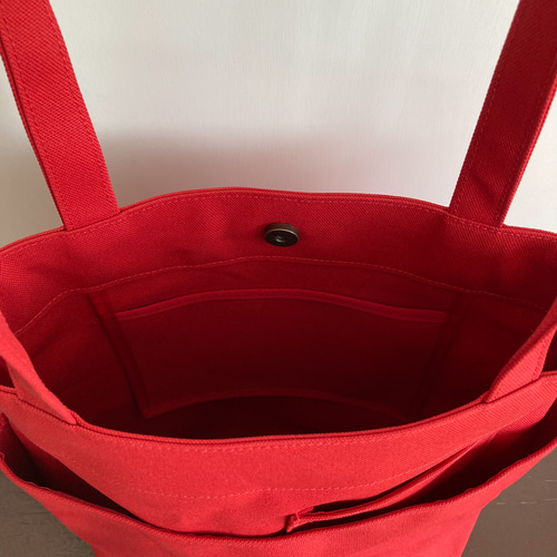 ダブルポケットトート 赤 / 8号帆布 トートバッグ aoya bags