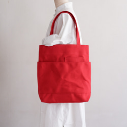 ダブルポケットトート 赤 / 8号帆布 トートバッグ aoya bags